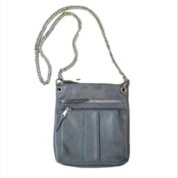 Grey Faux Leather Crossbody with Chain Strap NWOT - Picture 1 of 8